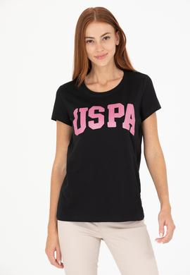 Kadın Siyah Bisiklet Yaka Tişört - 50269557020