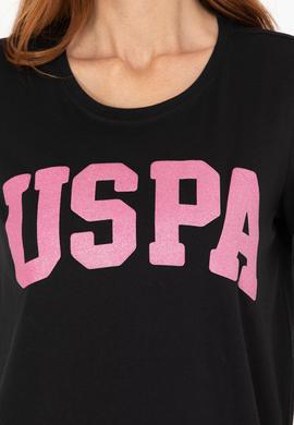 Kadın Siyah Bisiklet Yaka Tişört - 50269557020