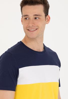 Erkek Koyu Sarı Bisiklet Yaka Tişört - 50264953018