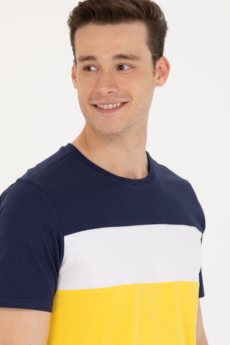 Erkek Koyu Sarı Bisiklet Yaka Tişört - 50264953018