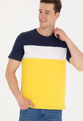 Erkek Koyu Sarı Bisiklet Yaka Tişört - 50264953018