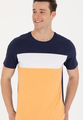 Erkek Turuncu Bisiklet Yaka Tişört - 50264953030