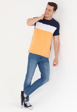 Erkek Turuncu Bisiklet Yaka Tişört - 50264953030