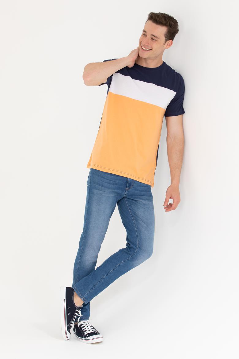 Erkek Turuncu Bisiklet Yaka Tişört - 50264953030