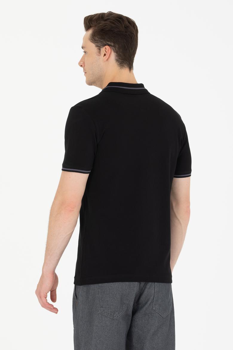 Erkek Siyah Basic Polo Yaka Tişört - 50264890071
