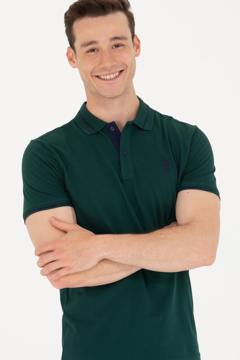 Erkek Koyu Yeşil Basic Polo Yaka Tişört - 50264890134