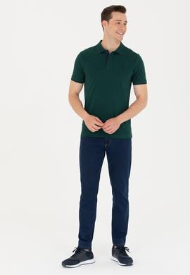 Erkek Koyu Yeşil Basic Polo Yaka Tişört - 50264890134