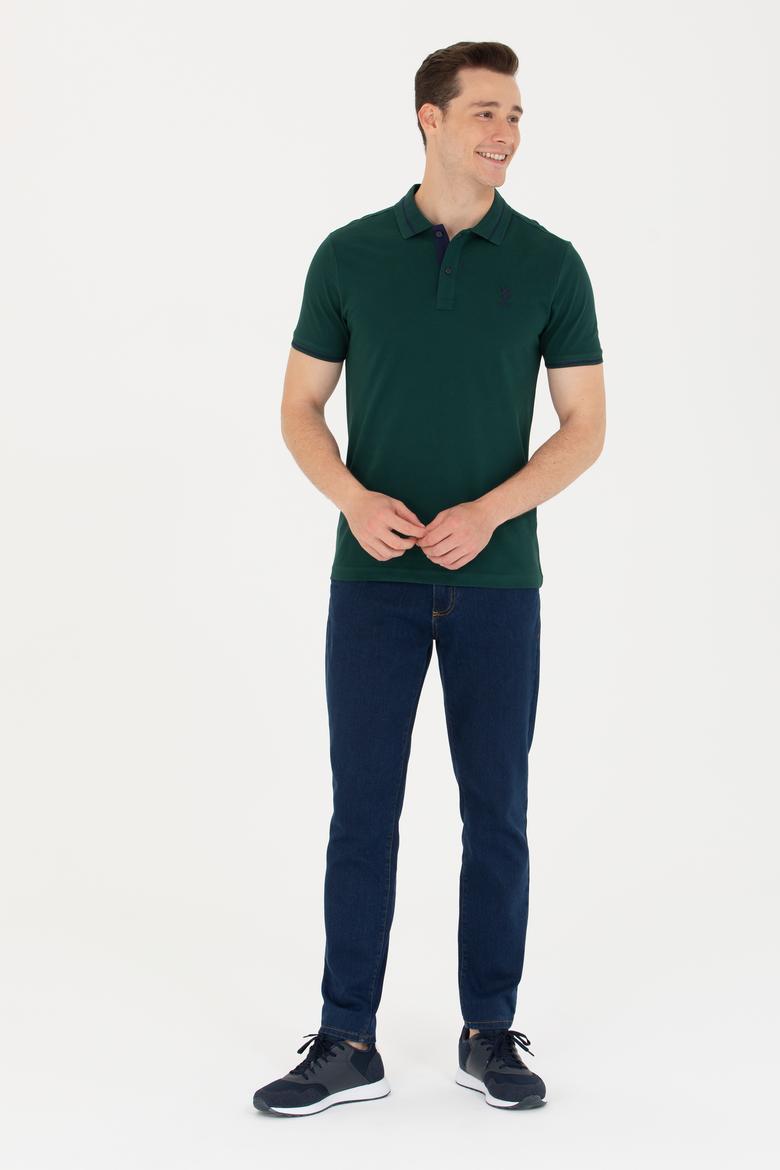 Erkek Koyu Yeşil Basic Polo Yaka Tişört - 50264890134