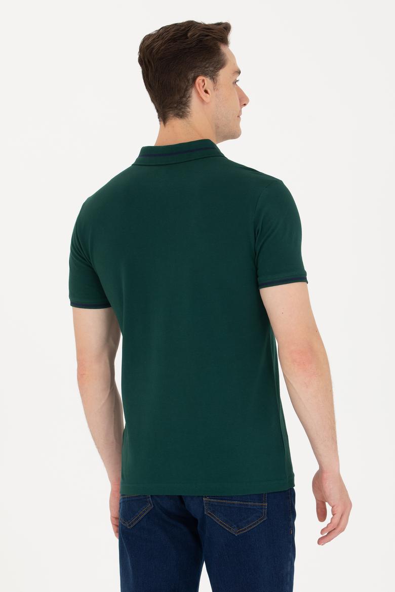 Erkek Koyu Yeşil Basic Polo Yaka Tişört - 50264890134