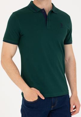 Erkek Koyu Yeşil Basic Polo Yaka Tişört - 50264890134