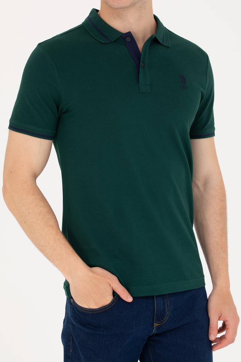 Erkek Koyu Yeşil Basic Polo Yaka Tişört - 50264890134