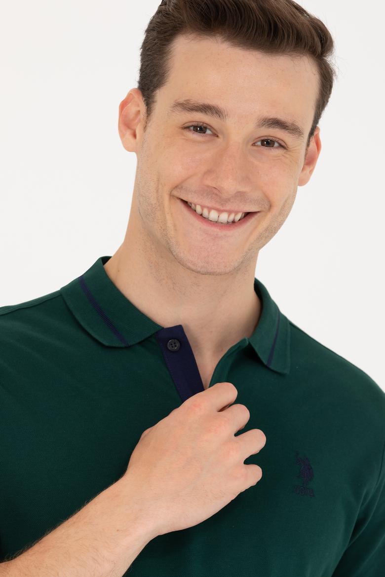 Erkek Koyu Yeşil Basic Polo Yaka Tişört - 50264890134