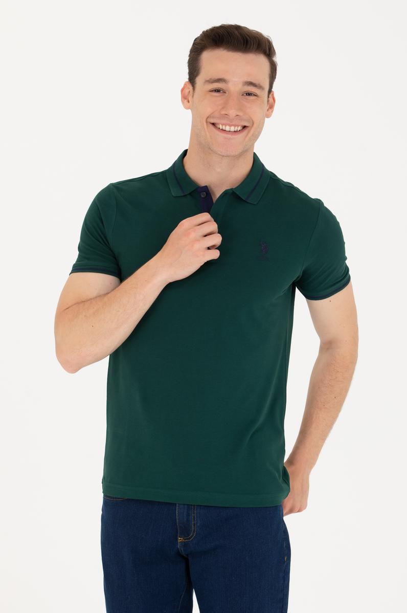 Erkek Koyu Yeşil Basic Polo Yaka Tişört