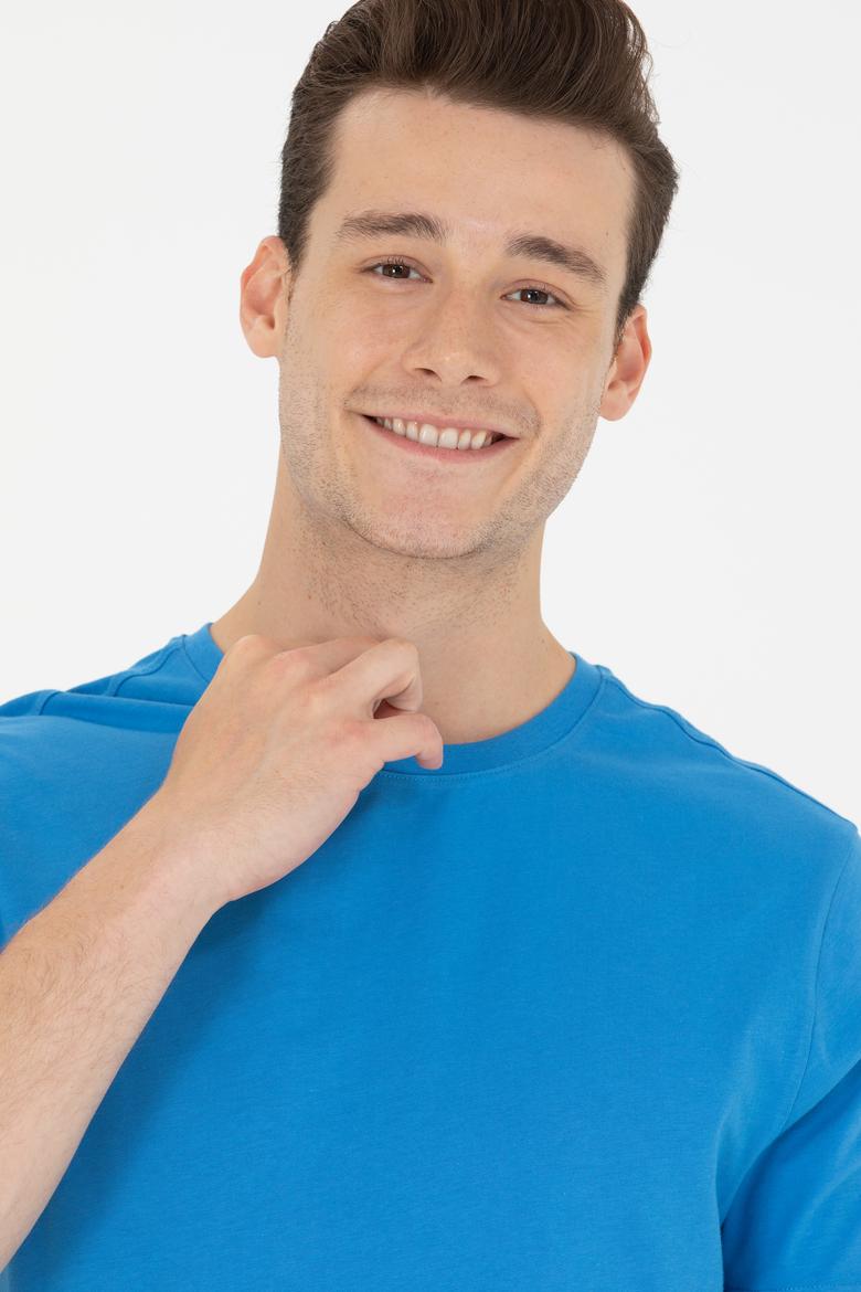 Erkek Saks Basic Bisiklet Yaka Tişört - 50264916096