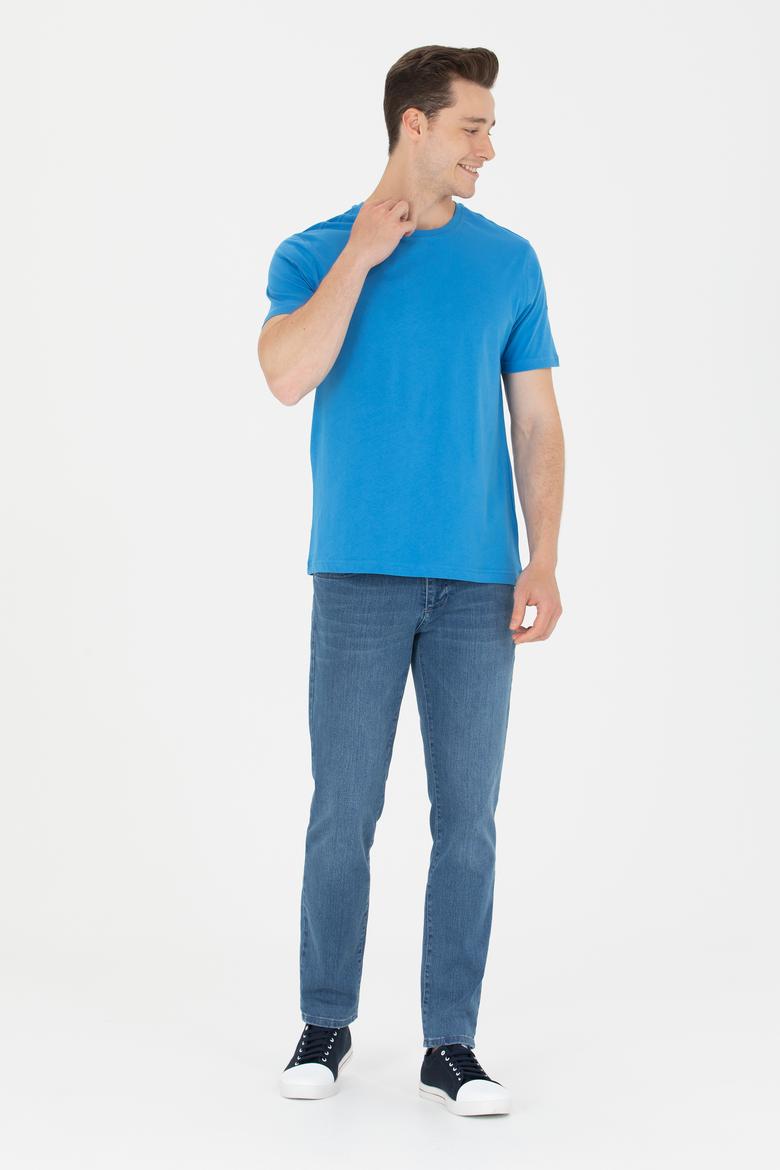 Erkek Saks Basic Bisiklet Yaka Tişört - 50264916096