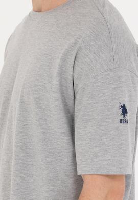 Erkek Gri Melanj Comfort Long Bisiklet Yaka Tişört - 50265229051