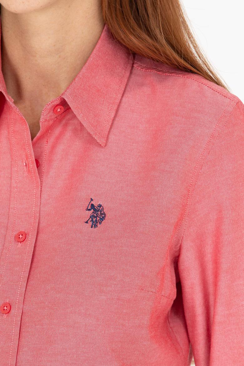 Kadın Kırmızı Uzun Kollu Basic Gömlek - 50266361148