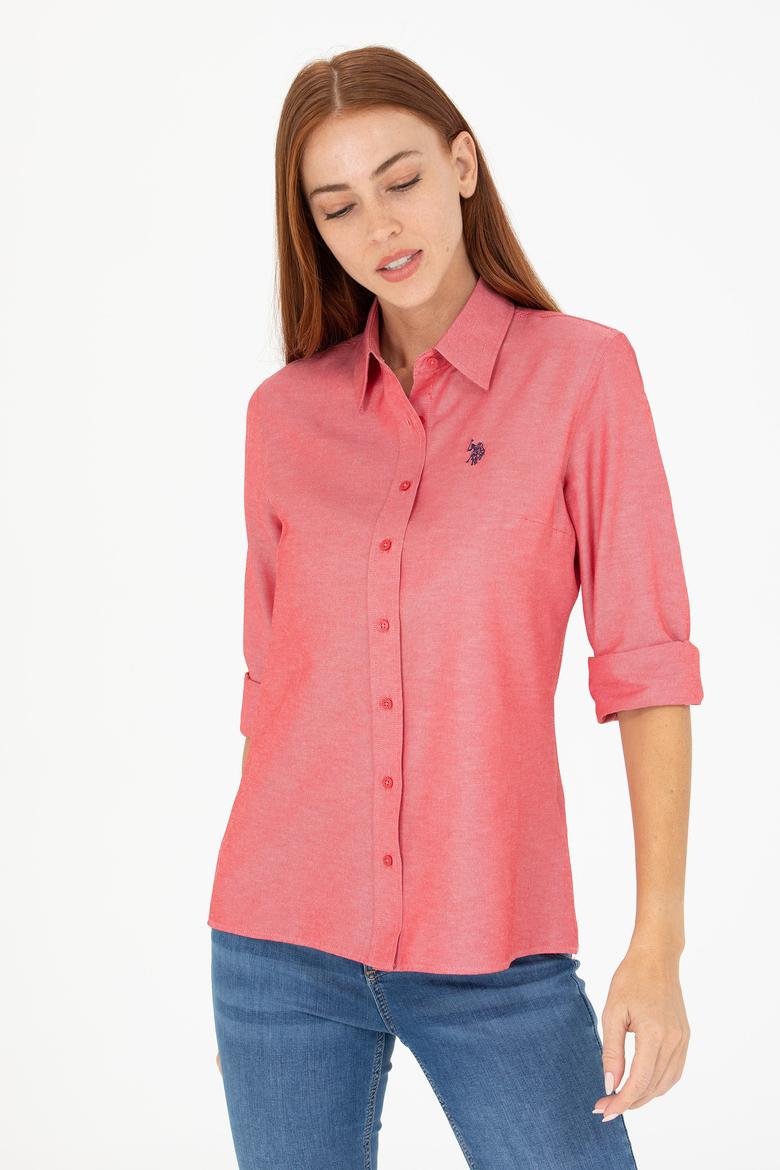 Kadın Kırmızı Uzun Kollu Basic Gömlek - 50266361148