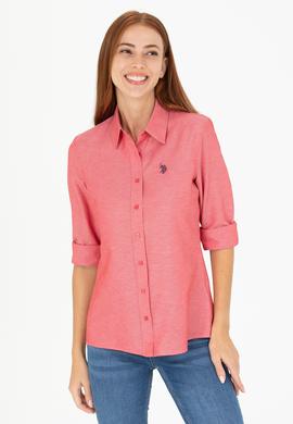 Kadın Kırmızı Uzun Kollu Basic Gömlek - 50266361148