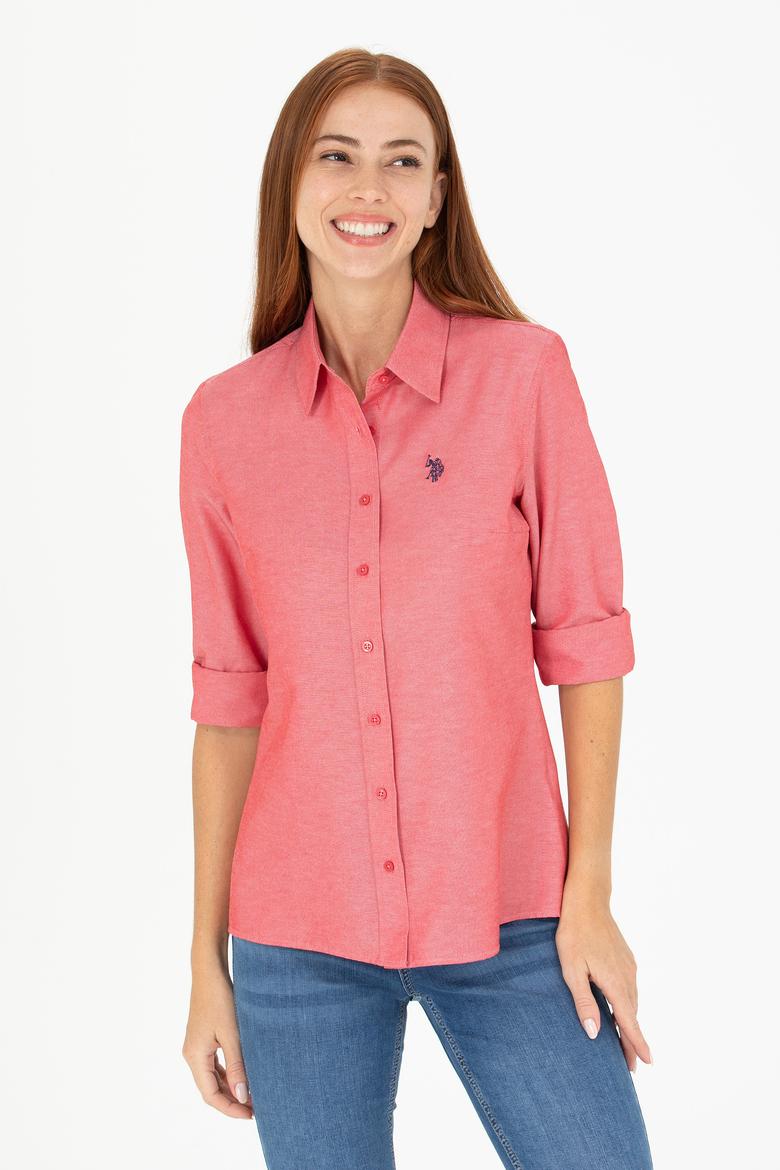 Kadın Kırmızı Uzun Kollu Basic Gömlek