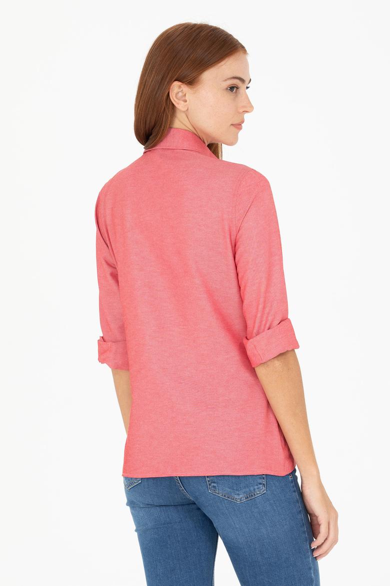 Kadın Kırmızı Uzun Kollu Basic Gömlek - 50266361148