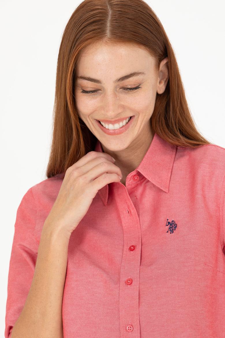 Kadın Kırmızı Uzun Kollu Basic Gömlek - 50266361148