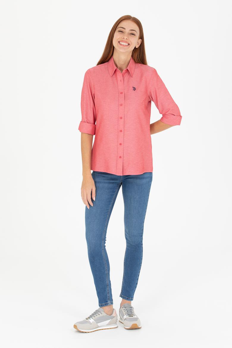 Kadın Kırmızı Uzun Kollu Basic Gömlek - 50266361148