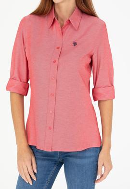 Kadın Kırmızı Uzun Kollu Basic Gömlek - 50266361148