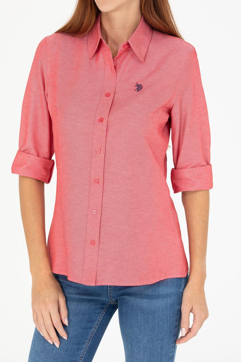 Kadın Kırmızı Uzun Kollu Basic Gömlek - 50266361148