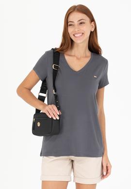 Kadın Antrasit V - Yaka Basic Tişört