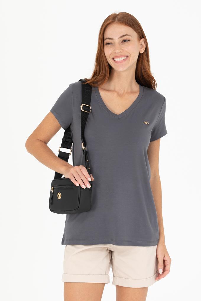 Kadın Antrasit V - Yaka Basic Tişört