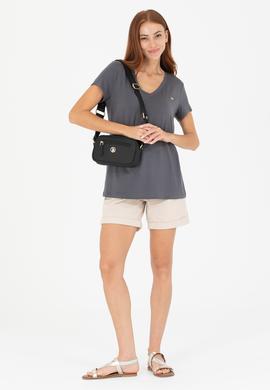 Kadın Antrasit V - Yaka Basic Tişört - 50269545031