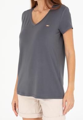 Kadın Antrasit V - Yaka Basic Tişört - 50269545031