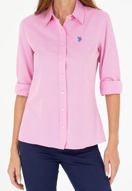 Kadın Pembe Uzun Kollu Basic Gömlek - 50266361037