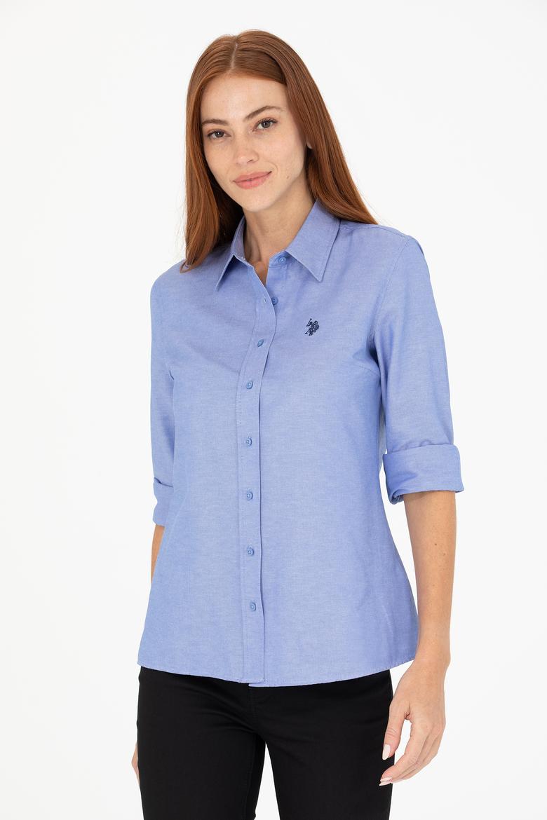 Kadın Saks Uzun Kollu Basic Gömlek - 50266361126