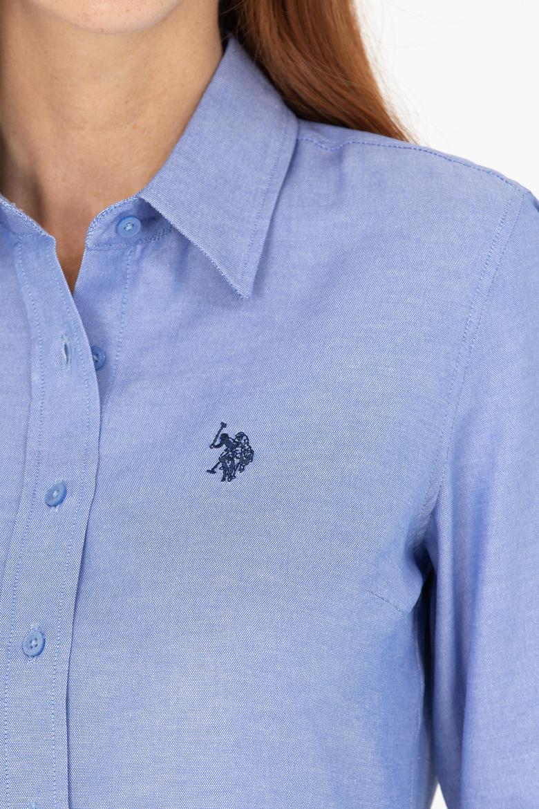 Kadın Saks Uzun Kollu Basic Gömlek - 50266361126