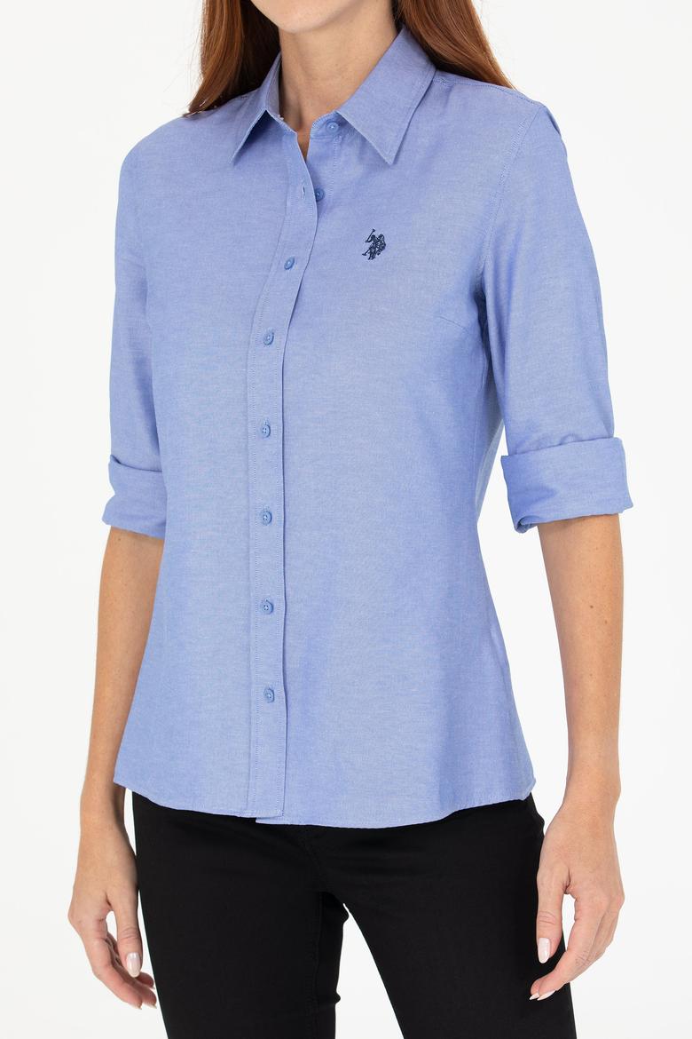 Kadın Saks Uzun Kollu Basic Gömlek - 50266361126