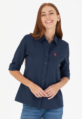 Kadın Lacivert Uzun Kollu Basic Gömlek - 50266361020