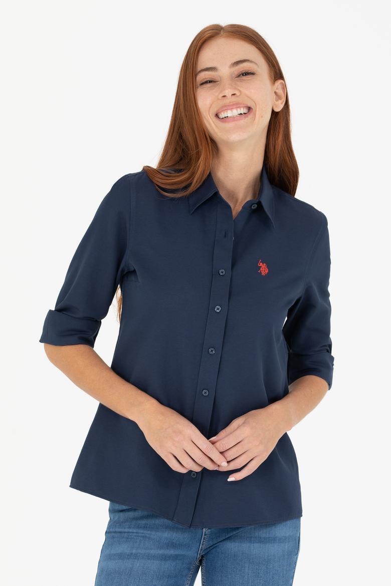 Kadın Lacivert Uzun Kollu Basic Gömlek