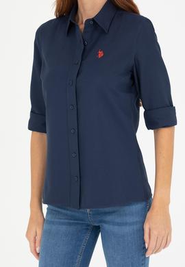 Kadın Lacivert Uzun Kollu Basic Gömlek - 50266361020