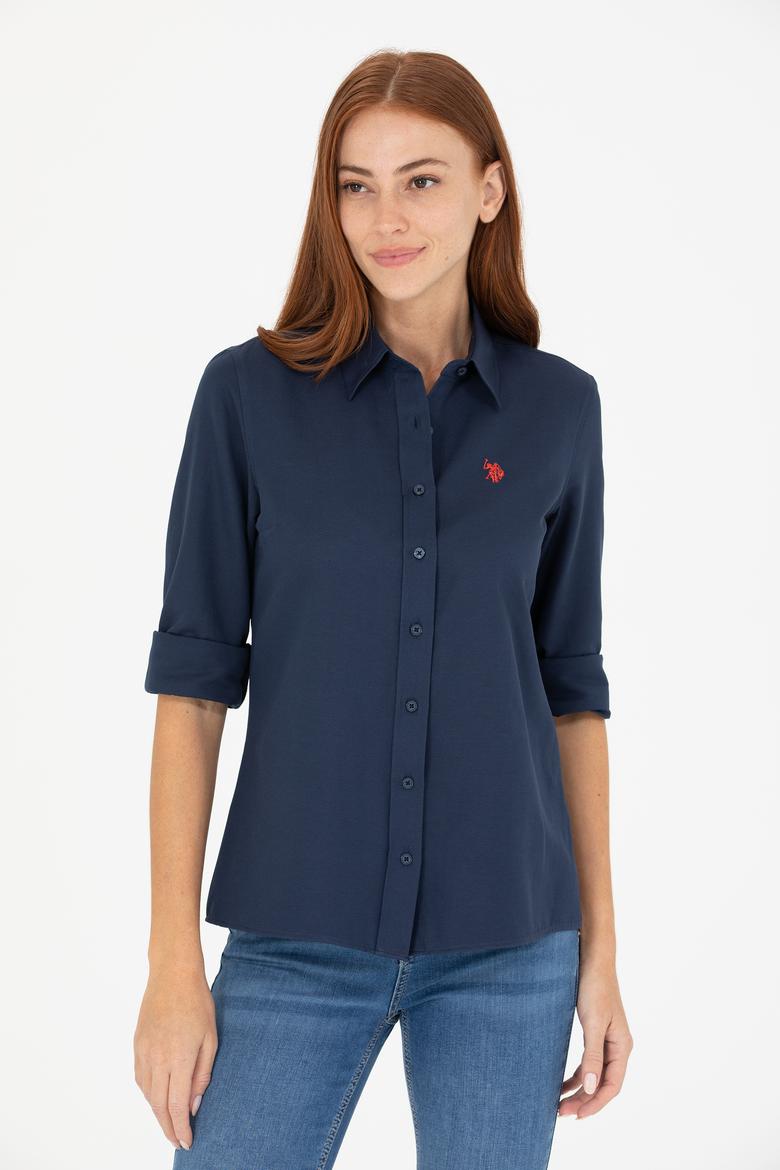 Kadın Lacivert Uzun Kollu Basic Gömlek - 50266361020