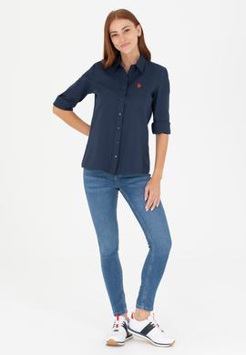 Kadın Lacivert Uzun Kollu Basic Gömlek - 50266361020