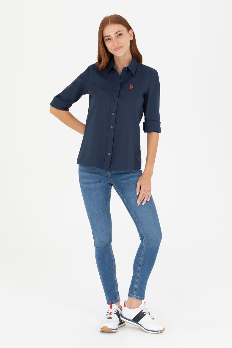 Kadın Lacivert Uzun Kollu Basic Gömlek - 50266361020