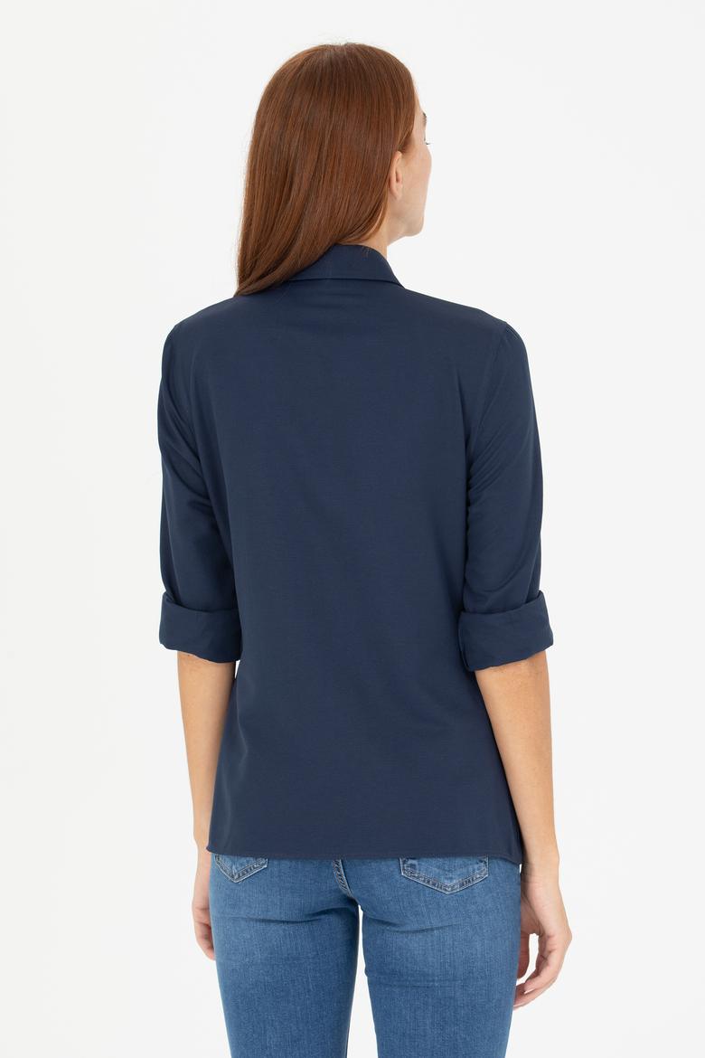 Kadın Lacivert Uzun Kollu Basic Gömlek - 50266361020