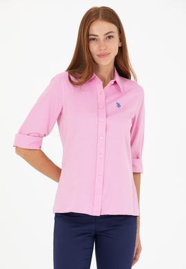 Kadın Pembe Uzun Kollu Basic Gömlek - 50266361037