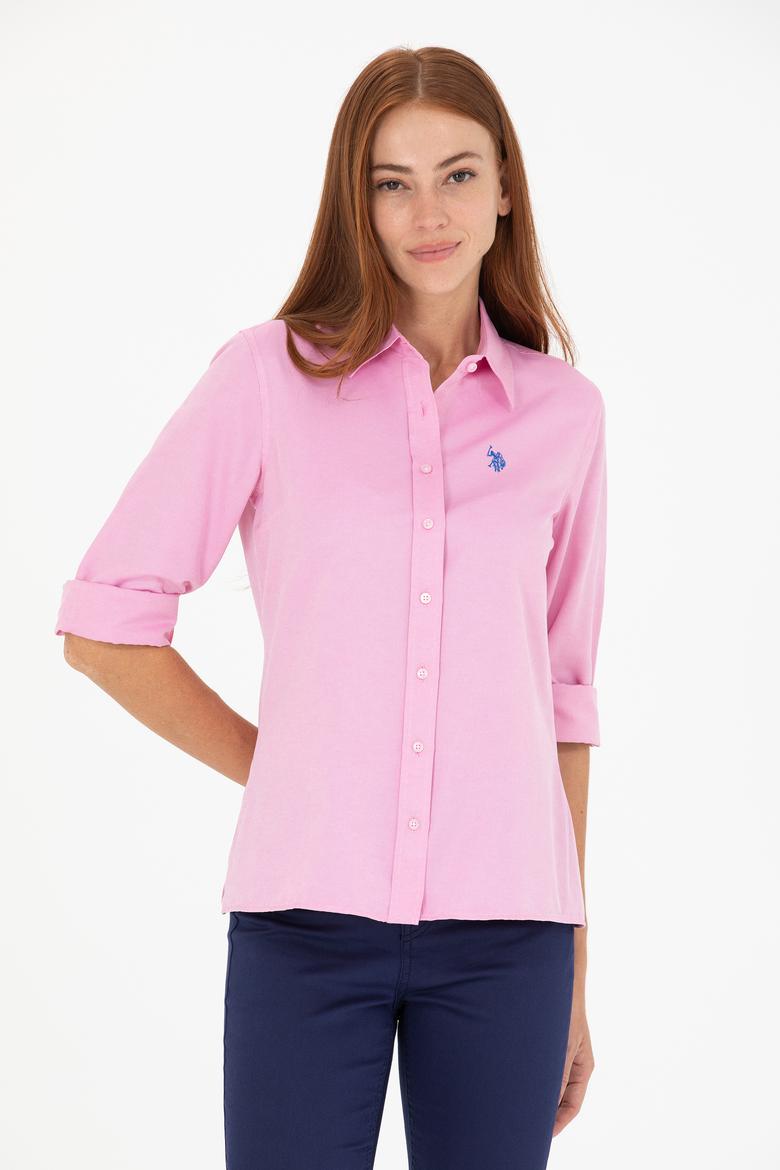 Kadın Pembe Uzun Kollu Basic Gömlek