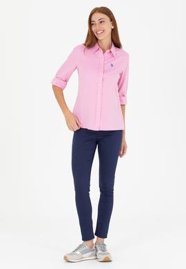 Kadın Pembe Uzun Kollu Basic Gömlek - 50266361037