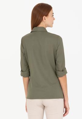 Kadın Koyu Haki Uzun Kollu Basic Gömlek - 50266361135