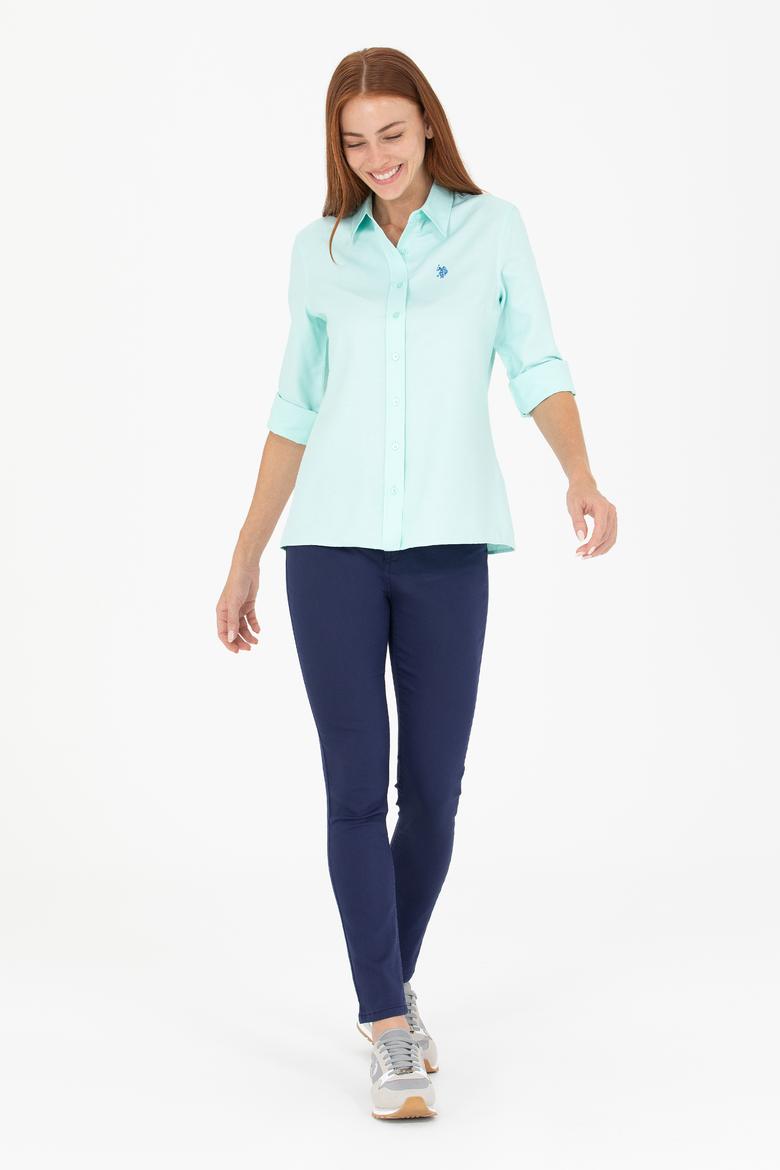 Kadın Su Yeşili Uzun Kollu Basic Gömlek - 50266361158