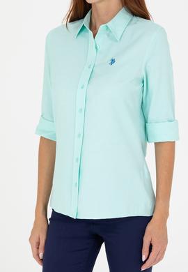 Kadın Su Yeşili Uzun Kollu Basic Gömlek - 50266361158